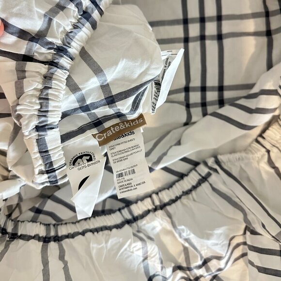 CRATE & KIDS Stax Organic Cotton Grey Baby Crib Fitted Sheet in Grey NWOT - Picture 4 of 6